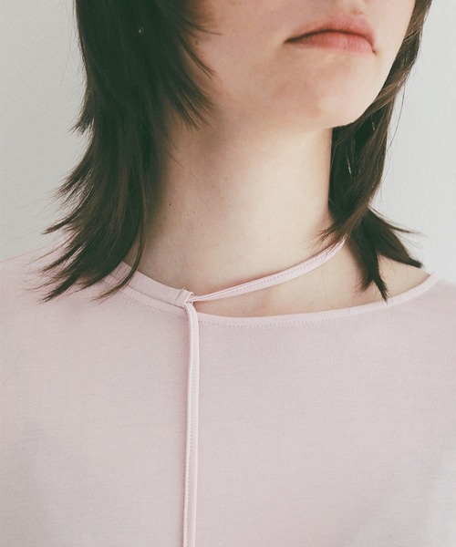 CLANE（クラネ）の「DROOP THIN CODE SOFT TOPS（Tシャツ/カットソー・レディース・ブラック/ホワイト/ピンク・F）」の18枚目の写真