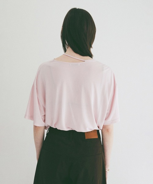 CLANE（クラネ）の「DROOP THIN CODE SOFT TOPS（Tシャツ/カットソー・レディース・ブラック/ホワイト/ピンク・F）」の16枚目の写真