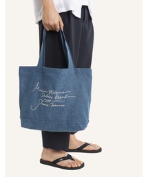 POETIC SCRIPT DENIM TOTE