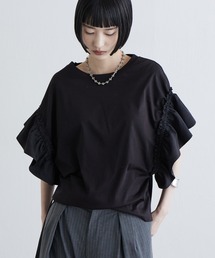 袖別布ドロストフリルプルオーバーTシャツ