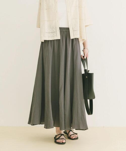 ITEMS URBANRESEARCH(アイテムズ アーバンリサーチ)の「コットン楊柳フレアスカート(スカート・レディース・ブラウン/グレー/ライトカーキ・FREE)」の2枚目の写真
