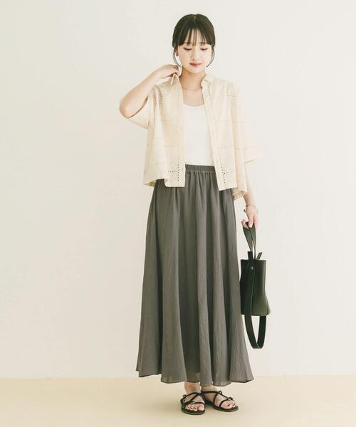 ITEMS URBANRESEARCH(アイテムズ アーバンリサーチ)の「コットン楊柳フレアスカート(スカート・レディース・ブラウン/グレー/ライトカーキ・FREE)」の10枚目の写真