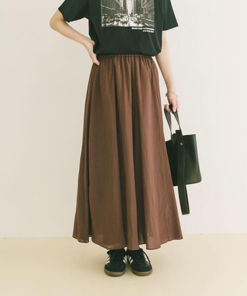 ITEMS URBANRESEARCH(アイテムズ アーバンリサーチ)の「コットン楊柳フレアスカート(スカート・レディース・ブラウン/グレー/ライトカーキ・FREE)」の16枚目の写真