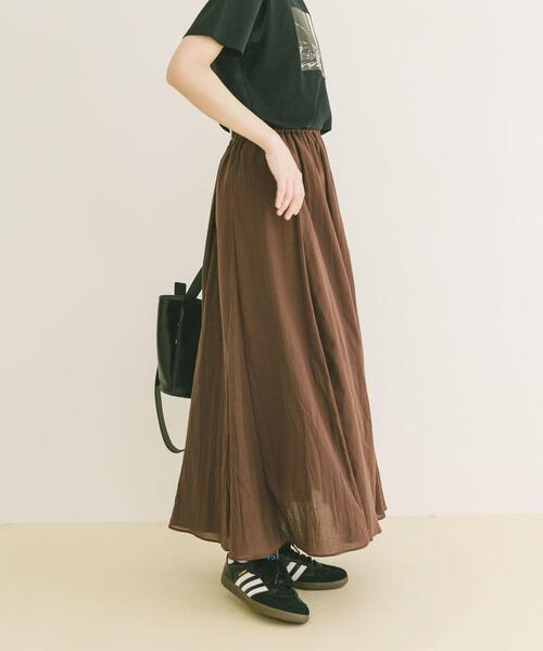 ITEMS URBANRESEARCH(アイテムズ アーバンリサーチ)の「コットン楊柳フレアスカート(スカート・レディース・ブラウン/グレー/ライトカーキ・FREE)」の18枚目の写真