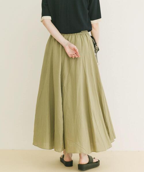 ITEMS URBANRESEARCH(アイテムズ アーバンリサーチ)の「コットン楊柳フレアスカート(スカート・レディース・ブラウン/グレー/ライトカーキ・FREE)」の4枚目の写真