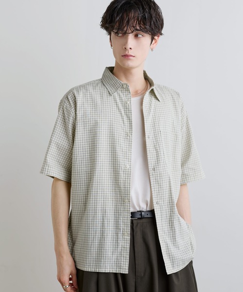ASTRONOMY(アストロノミー)の「Buyer's Select/パナマドビー オンブレ/ギンガムチェック 半袖シャツ(シャツ/ブラウス・メンズ・グレー/ブルー/ホワイト/ネイビー/ブラック・L/M/XL)」の3枚目の写真