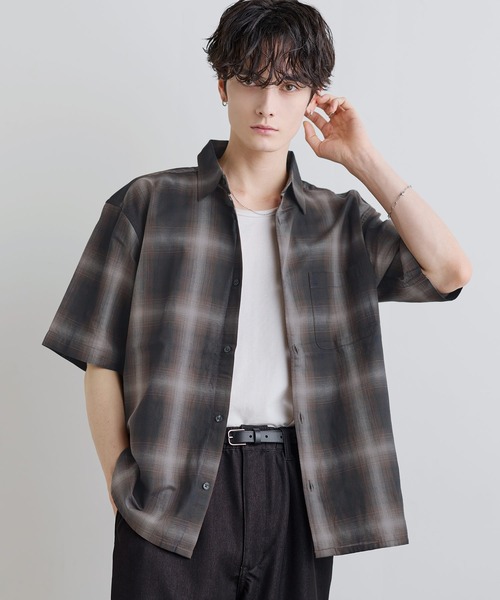 ASTRONOMY(アストロノミー)の「Buyer's Select/パナマドビー オンブレ/ギンガムチェック 半袖シャツ(シャツ/ブラウス・メンズ・グレー/ブルー/ホワイト/ネイビー/ブラック・L/M/XL)」の15枚目の写真
