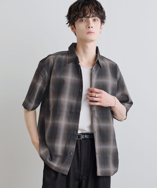 ASTRONOMY(アストロノミー)の「Buyer's Select/パナマドビー オンブレ/ギンガムチェック 半袖シャツ(シャツ/ブラウス・メンズ・グレー/ブルー/ホワイト/ネイビー/ブラック・L/M/XL)」の16枚目の写真