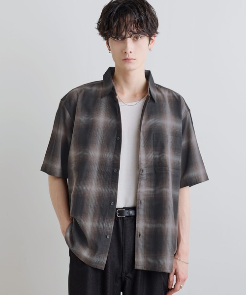 ASTRONOMY(アストロノミー)の「Buyer's Select/パナマドビー オンブレ/ギンガムチェック 半袖シャツ(シャツ/ブラウス・メンズ・グレー/ブルー/ホワイト/ネイビー/ブラック・L/M/XL)」の17枚目の写真