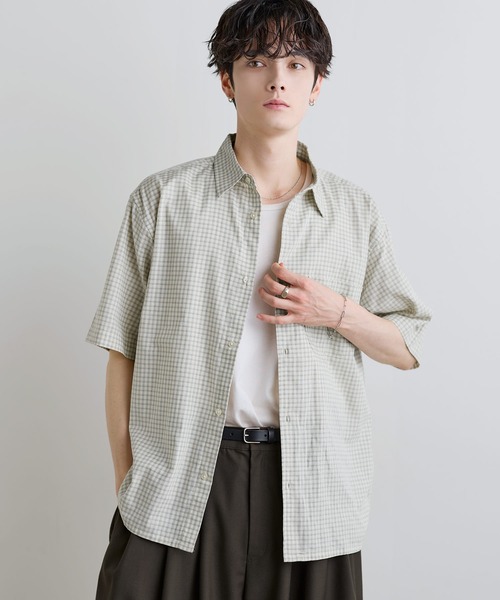 ASTRONOMY(アストロノミー)の「Buyer's Select/パナマドビー オンブレ/ギンガムチェック 半袖シャツ(シャツ/ブラウス・メンズ・グレー/ブルー/ホワイト/ネイビー/ブラック・L/M/XL)」の21枚目の写真