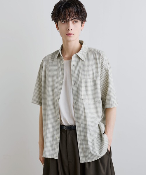 ASTRONOMY(アストロノミー)の「Buyer's Select/パナマドビー オンブレ/ギンガムチェック 半袖シャツ(シャツ/ブラウス・メンズ・グレー/ブルー/ホワイト/ネイビー/ブラック・L/M/XL)」の22枚目の写真