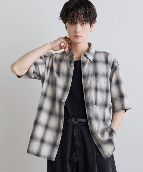 ASTRONOMY(アストロノミー)の「Buyer's Select/パナマドビー オンブレ/ギンガムチェック 半袖シャツ(シャツ/ブラウス・メンズ・グレー/ブルー/ホワイト/ネイビー/ブラック・L/M/XL)」の10枚目の写真
