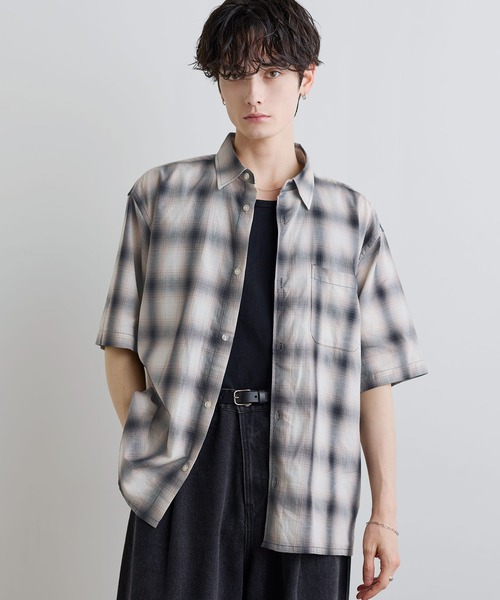 ASTRONOMY(アストロノミー)の「Buyer's Select/パナマドビー オンブレ/ギンガムチェック 半袖シャツ(シャツ/ブラウス・メンズ・グレー/ブルー/ホワイト/ネイビー/ブラック・L/M/XL)」の11枚目の写真
