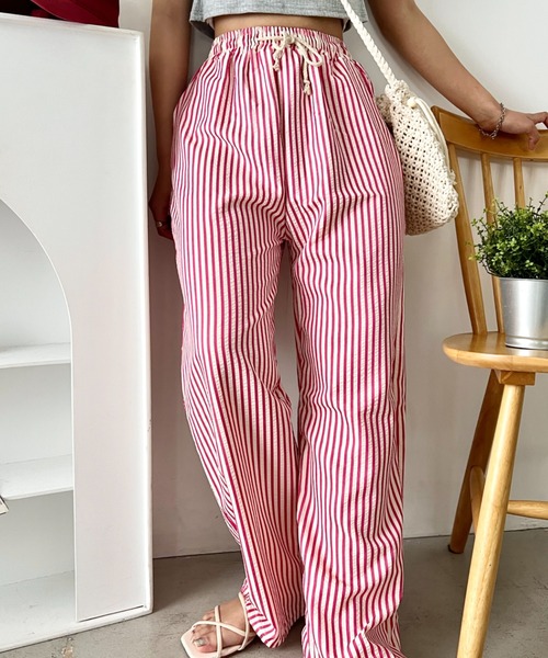 wears(ウェアーズ)の「カラーストライプセミワイドイージーパンツ(その他パンツ・レディース・ブラック/レッド/グリーン/ブラウン・FREE)」の4枚目の写真