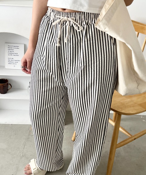 wears(ウェアーズ)の「カラーストライプセミワイドイージーパンツ(その他パンツ・レディース・ブラック/レッド/グリーン/ブラウン・FREE)」の5枚目の写真