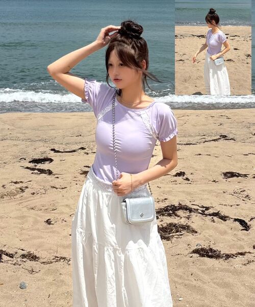 UUUUP(ユープ)の「ロマンティックレーストップ - ラベンダー(Tシャツ/カットソー・レディース・その他・MEDIUM/SMALL)」の4枚目の写真