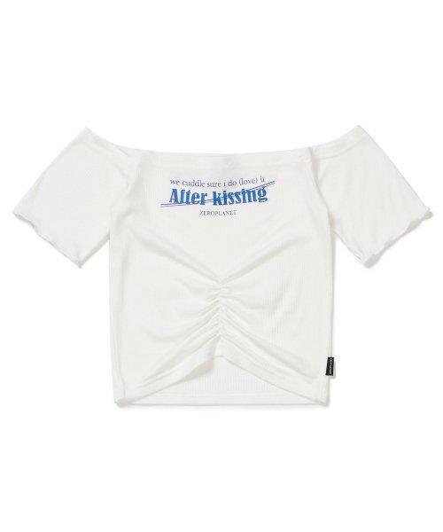 ZEROPLANET（ゼロプラネット）の「シャーリングオフショルダークロップトップ[ホワイト]（Tシャツ/カットソー・レディース・その他・MEDIUM/SMALL）」の2枚目の写真