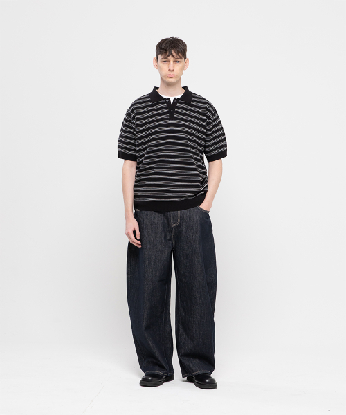 CHAMBROS（チャンブロス）の「オーバーサイズカラー半袖ニット[黒]（ニット/セーター・メンズ・その他・MEDIUM/LARGE/X-LARGE）」の2枚目の写真