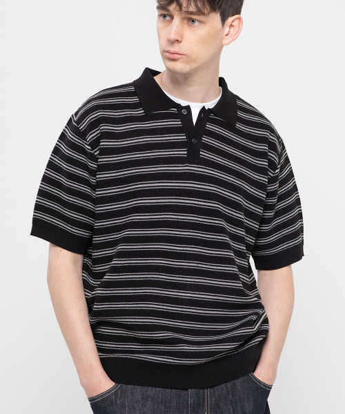 CHAMBROS（チャンブロス）の「オーバーサイズカラー半袖ニット[黒]（ニット/セーター・メンズ・その他・MEDIUM/LARGE/X-LARGE）」の5枚目の写真