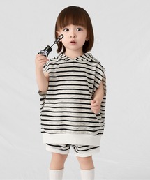 enhenn（エンヘン）の「enhennbaby ベビー ストライプ フード付き ノースリーブトップス 薄手（キャミソール）」