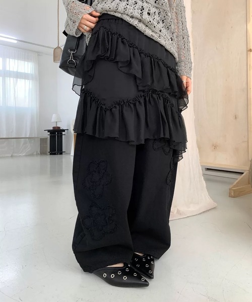 MAISON DE THERESE(メゾン ド テレーズ)の「3 色展開 チュール アシンメトリー フリルスカート ブラック ウエストゴム(スカート・レディース・ブラック/ベージュ/ホワイト・S/M)」の18枚目の写真