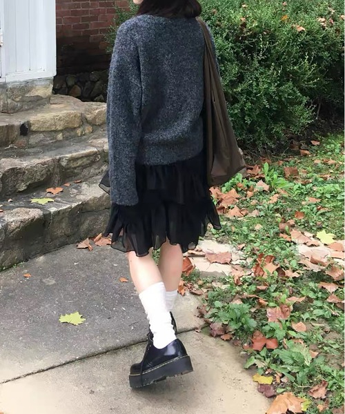 MAISON DE THERESE(メゾン ド テレーズ)の「3 色展開 チュール アシンメトリー フリルスカート ブラック ウエストゴム(スカート・レディース・ブラック/ベージュ/ホワイト・S/M)」の13枚目の写真