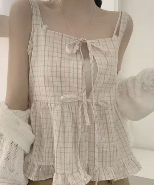 ammy.(エイミードット)の「【 ammy. / エイミードット 】 ナチュラル チェック フレア キャミ(キャミソール・レディース・ブルー/アイボリー・FREE)」の5枚目の写真