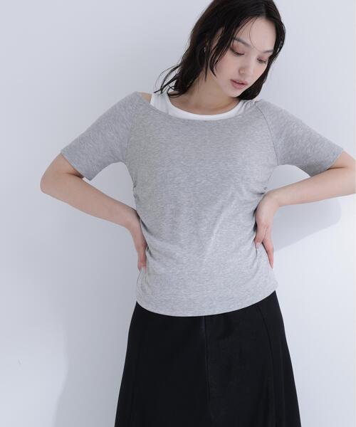 NATURAL BEAUTY BASIC（ナチュラルビューティーベーシック）の「レイヤードライクカットソー（Tシャツ/カットソー・レディース・ブルー/グレー/チャコールグレー・ﾌﾘ-）」の15枚目の写真