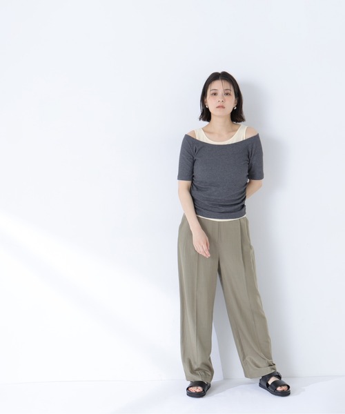 NATURAL BEAUTY BASIC（ナチュラルビューティーベーシック）の「レイヤードライクカットソー（Tシャツ/カットソー・レディース・ブルー/グレー/チャコールグレー・ﾌﾘ-）」の4枚目の写真