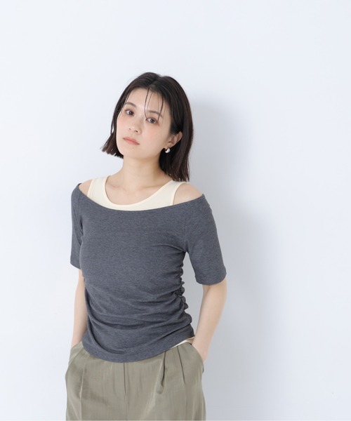NATURAL BEAUTY BASIC（ナチュラルビューティーベーシック）の「レイヤードライクカットソー（Tシャツ/カットソー・レディース・ブルー/グレー/チャコールグレー・ﾌﾘ-）」の5枚目の写真