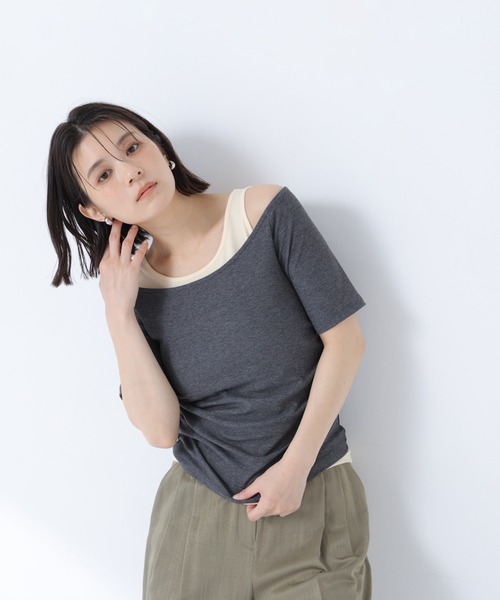 NATURAL BEAUTY BASIC（ナチュラルビューティーベーシック）の「レイヤードライクカットソー（Tシャツ/カットソー・レディース・ブルー/グレー/チャコールグレー・ﾌﾘ-）」の7枚目の写真