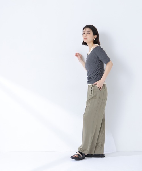 NATURAL BEAUTY BASIC（ナチュラルビューティーベーシック）の「レイヤードライクカットソー（Tシャツ/カットソー・レディース・ブルー/グレー/チャコールグレー・ﾌﾘ-）」の8枚目の写真