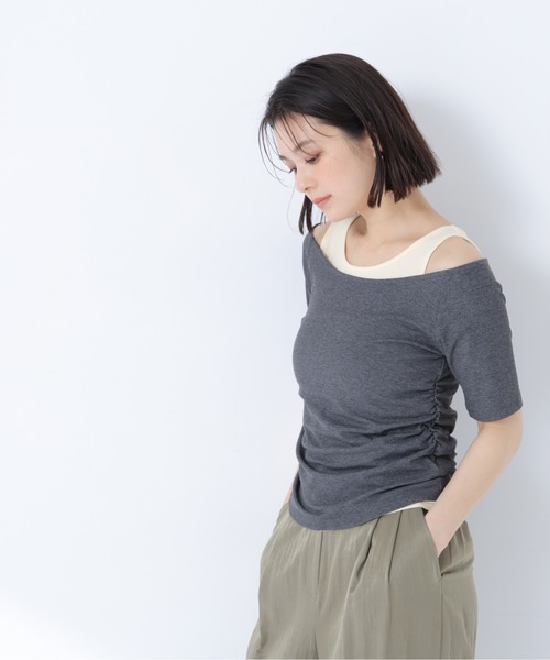 NATURAL BEAUTY BASIC（ナチュラルビューティーベーシック）の「レイヤードライクカットソー（Tシャツ/カットソー・レディース・ブルー/グレー/チャコールグレー・ﾌﾘ-）」の9枚目の写真