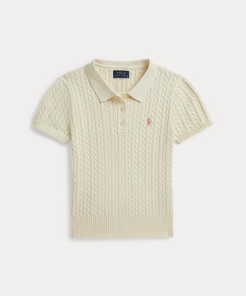POLO RALPH LAUREN CHILDRENSWEAR(ポロ ラルフ ローレン チルドレンズウェア)の「ミニケーブル コットン ポロ セーター(ニット/セーター・キッズ・ナチュラル・L/M/S/XL)」の1枚目の写真