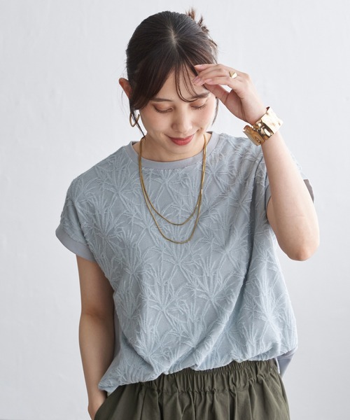 ikka(イッカ)の「【プチプラ1990円(税抜)】冷感フロントレース切り替えプルオーバー【接触冷感/親子コーデ】(Tシャツ/カットソー・レディース・ミント/オフホワイト/グレイッシュベージュ/ネイビー・S/L/M)」の9枚目の写真