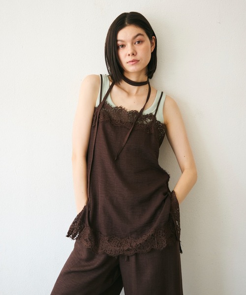 Trish（トリッシュ）の「麻調レーストリムキャミソール（キャミソール・レディース・ブラウン/アイボリー・MEDIUM）」の21枚目の写真