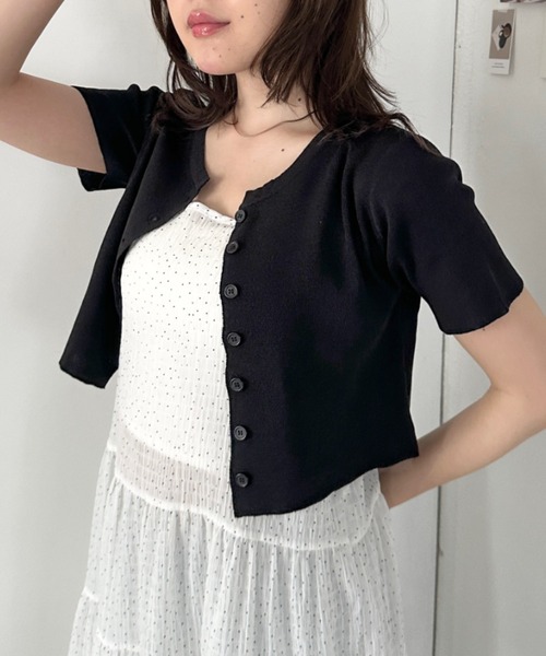 CLEA(クレア)の「短丈ボタンダウンカーディガン(カーディガン/ボレロ・レディース・ホワイト/ブルー/レッド/ブラック・FREE)」の18枚目の写真