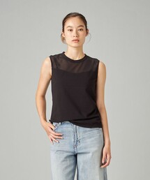 HandsomeCotton チュールノースリーブTシャツ