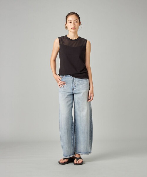 Chacott(チャコット)の「HandsomeCotton チュールノースリーブTシャツ(その他トップス・レディース・スモークピンク/ホワイト/ブラック・M)」の6枚目の写真