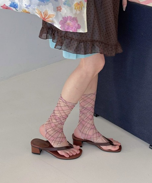 HOOK(フック)の「HOOK for girls Y2K チェック柄シアートレンカタイプレッグウォーマー(レッグウォーマー・レディース・ベージュ/パープル/ブルー/ピンク・FREE)」の11枚目の写真