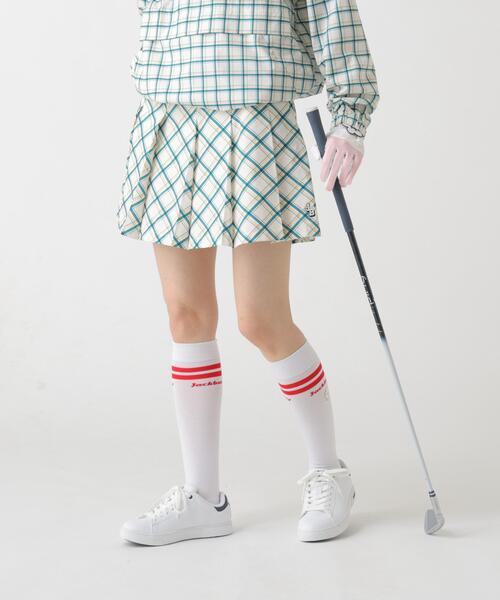 Jack Bunny!!(ジャックバニー)の「【Jack Bunny!!】バイアスチェック吸水速乾プリーツスカート(スカート・レディース・グリーン/ホワイト・MEDIUM/LARGE)」の2枚目の写真