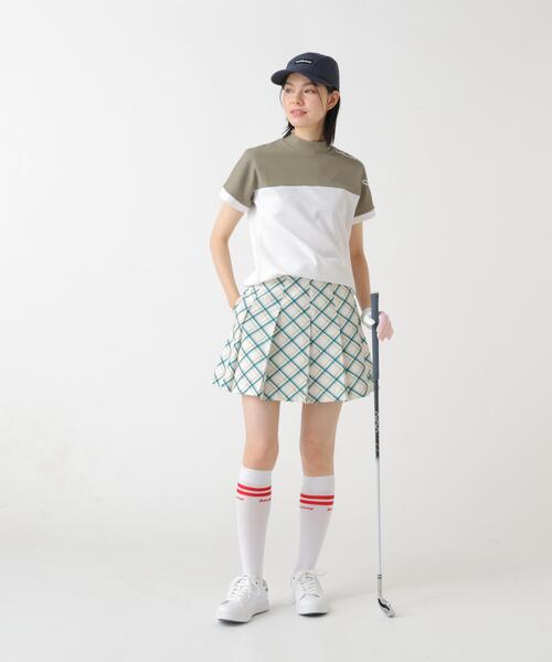 Jack Bunny!!(ジャックバニー)の「【Jack Bunny!!】バイアスチェック吸水速乾プリーツスカート(スカート・レディース・グリーン/ホワイト・MEDIUM/LARGE)」の4枚目の写真