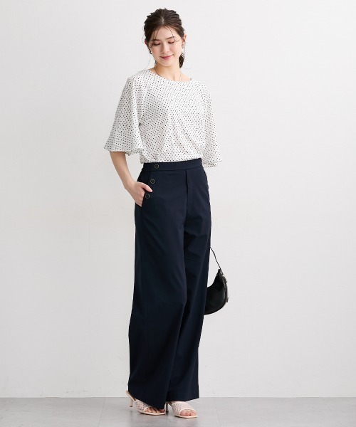 slattgir(スラットジール)の「高身長 綿タッチハイパーライトボタンデザインワイドパンツ(接触冷感・UVカット・イージーケア)(トールサイズ)(その他パンツ・レディース・ネイビー/ブラウン/ベージュ・TM/T5L/T4L/T3L/TLL/TL)」の21枚目の写真