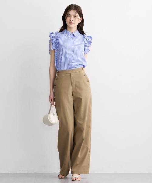 slattgir(スラットジール)の「高身長 綿タッチハイパーライトボタンデザインワイドパンツ(接触冷感・UVカット・イージーケア)(トールサイズ)(その他パンツ・レディース・ネイビー/ブラウン/ベージュ・TM/T5L/T4L/T3L/TLL/TL)」の20枚目の写真