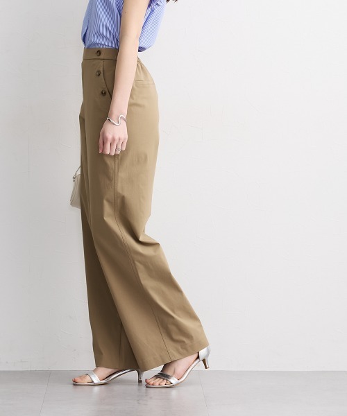 slattgir(スラットジール)の「高身長 綿タッチハイパーライトボタンデザインワイドパンツ(接触冷感・UVカット・イージーケア)(トールサイズ)(その他パンツ・レディース・ネイビー/ブラウン/ベージュ・TM/T5L/T4L/T3L/TLL/TL)」の19枚目の写真