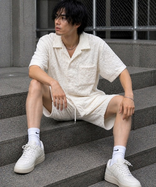 UP START(アップスタート)の「【Bls】 【ZM】【Bling Leads】パイル生地 半袖レオパード柄シャツ(BL)(シャツ/ブラウス・メンズ・ホワイト/ブラック・LARGE/MEDIUM)」の8枚目の写真