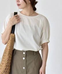 quaranciel:〈洗濯機可能〉シルク ミックス パフ スリーブ プルオーバー