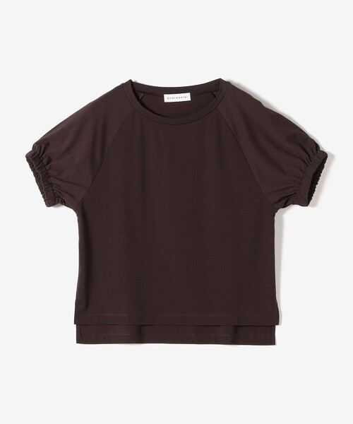 quaranciel（カランシエル）の「quaranciel:〈洗濯機可能〉シルク ミックス パフ スリーブ プルオーバー（Tシャツ/カットソー・レディース・ブラウン/ネイビー/オフホワイト・ONE SIZE）」の18枚目の写真
