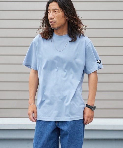 ROOPTOKYO(ループトウキョウ)の「オリジナルロゴ袖ワッペンTシャツ 半袖 クルーネック ハイグレードコットン 5.6oz 丸胴 シンプル ミドル丈 クロップド丈 短丈 メンズ レディース ユニセックス 秋 秋服 2026年秋冬(Tシャツ/カットソー・メンズ・ホワイト/ブラック/ブルー/ライトピンク/チャコール・S/M/L/XL)」の5枚目の写真