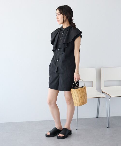 CRAFT STANDARD BOUTIQUE(クラフトスタンダードブティック)の「【吸水速乾】シアサッカーフリルブラウス(シャツ/ブラウス・レディース・ブラック/ブラウン・FREE)」の19枚目の写真